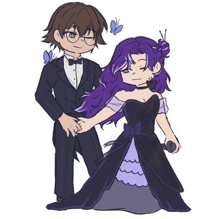2 full body chibi art with no background - OCs belong to @/shir_oii_ and @/0c734cra_ on instagram